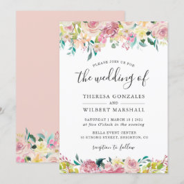 Pastel Chic Spring Blush Botanical Floral Wedding Einladung