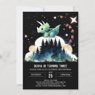 Pastel Chic Triceratops Geburtstag Einladung