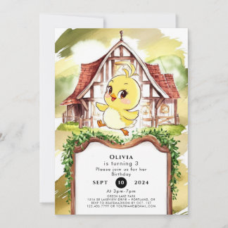 Pastel Chick Chicken Geburtstag Einladung