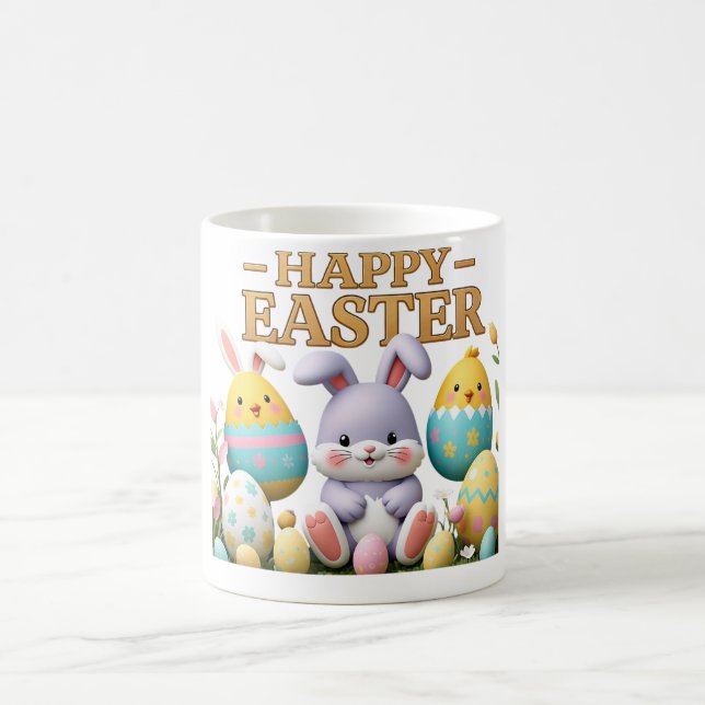 Pastel Chick und Bunny in Egg Happy Oaster Kaffeetasse (Mittel)