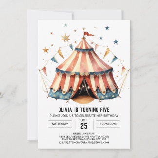 Pastel Children's Magic Circus Geburtstag Einladung