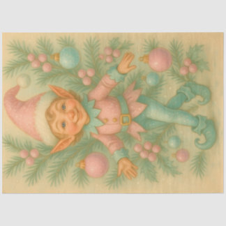 Pastel Christmas Elf Ornament Decoupage Seidenpapier