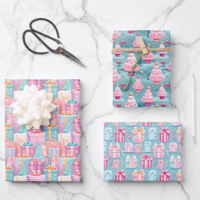Pastel Christmas Geschenkpapier Set (Vorderseite)