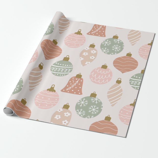 Pastel Christmas Ornament Pattern Geschenkpapier (Ungerollt)