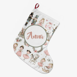 Pastel Christmas Pattern Custom Name Stocking Großer Weihnachtsstrumpf