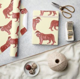 Pastel Christmas Safari Tiere Pink Tiger Geschenkpapier