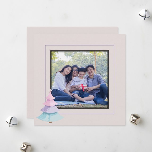 Pastel Christmas Tree Feiertagskarte (Vorderseite/Rückseite Beispiel)