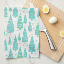 Pastel Christmas Tree Forest Geschirrtuch