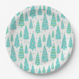 Pastel Christmas Tree Forest Pappteller