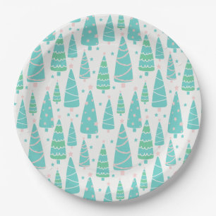 Pastel Christmas Tree Forest Pappteller