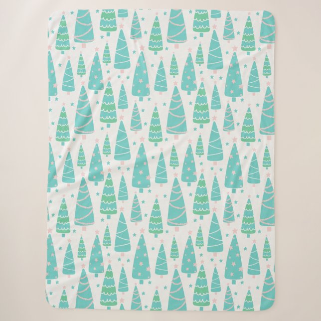 Pastel Christmas Tree Forest Sherpadecke (Vorderseite)