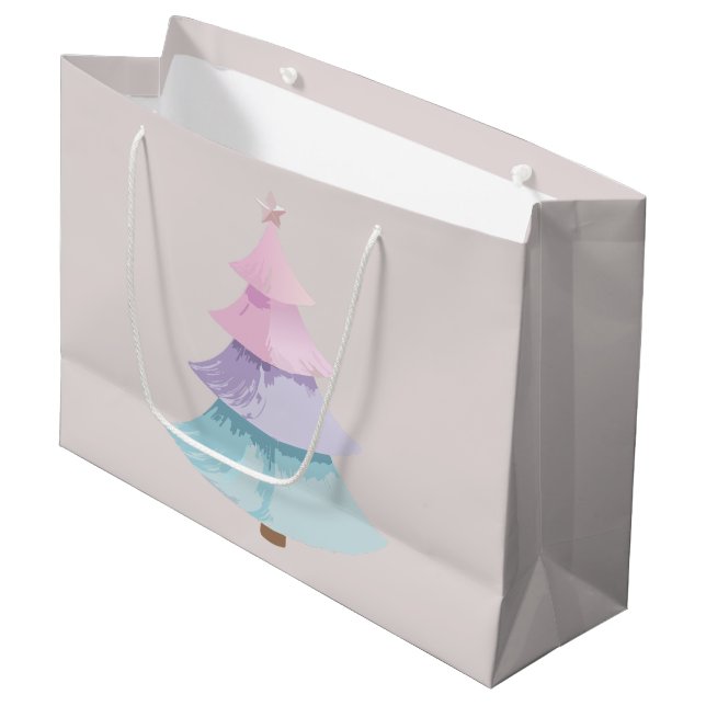 Pastel Christmas Tree Große Geschenktüte (Vorderseite Schrägansicht)
