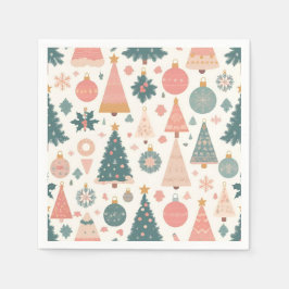 Pastel Christmas Tree Ornaments Holiday Serviette