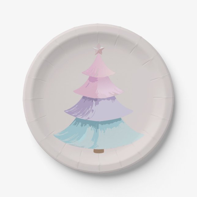 Pastel Christmas Tree Pappteller (Vorderseite)