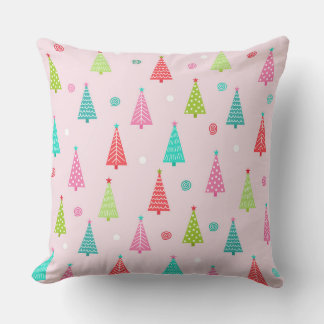 Pastel Christmas Tree Throw Pillow  Kissen