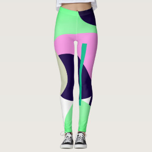 Pastel Ciblé Turquoise Leggings d'Art Abstrait