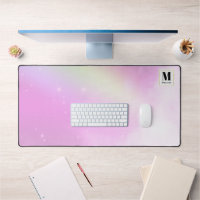 Pastel Ciel rose avec Monogramme arc-en-ciel jaune