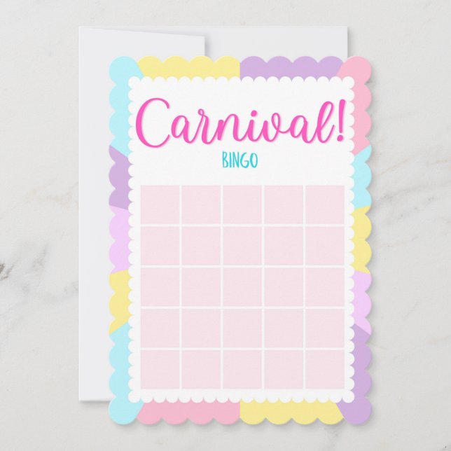 Pastel Circus Baby Duschbingo Spiele Einladung (Vorderseite)