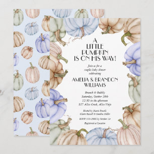 Pastel Citrouilles Garçon Baby Douche Invitations