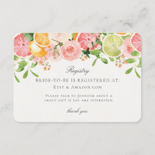 Pastel Citrus Floral Bridal Registry Beilage Begleitkarte