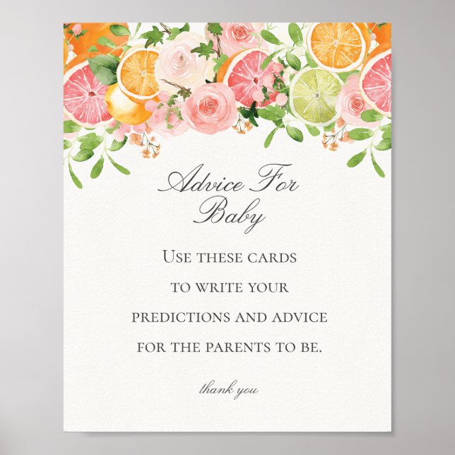Pastel Citrus Floral Kleine Süsse Beratung für Bab Poster (Vorne)