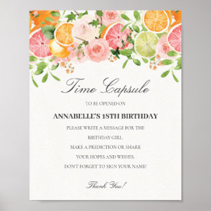 Pastel Citrus Floral Kleine Süsse Kapsel Poster