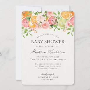 Pastel Citrus Floral Kleine Süsse Kinderdusche Einladung