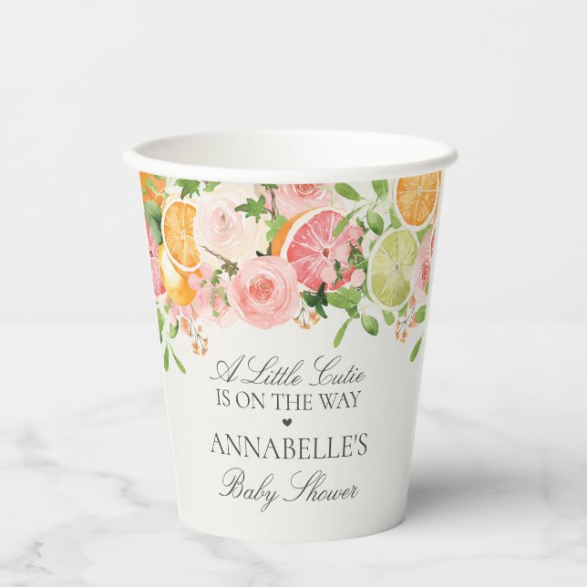 Pastel Citrus Floral Kleine Süsse Kinderdusche Pappbecher (Vorderseite)
