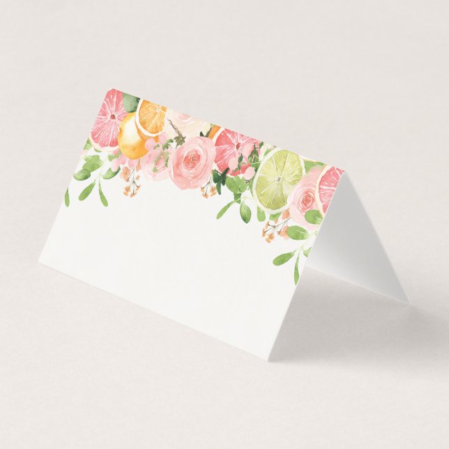 Pastel Citrus Floral Kleine Süsse Platzkarte (Vorderseite)