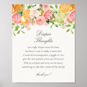 Pastel Citrus Floral Kleine Süsse Windeln Gedanken Poster