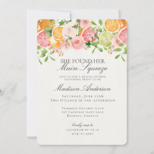 Pastel Citrus Floral Main Squeeze Brautparty Einladung