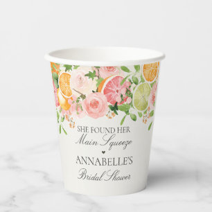 Pastel Citrus Floral Main Squeeze Brautparty Pappbecher