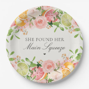 Pastel Citrus Floral Main Squeeze Brautparty Pappteller
