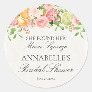 Pastel Citrus Floral Main Squeeze Brautparty Runder Aufkleber