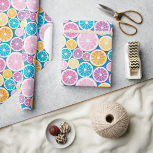 Pastel Citrus Fruchtmuster Geschenkpapier