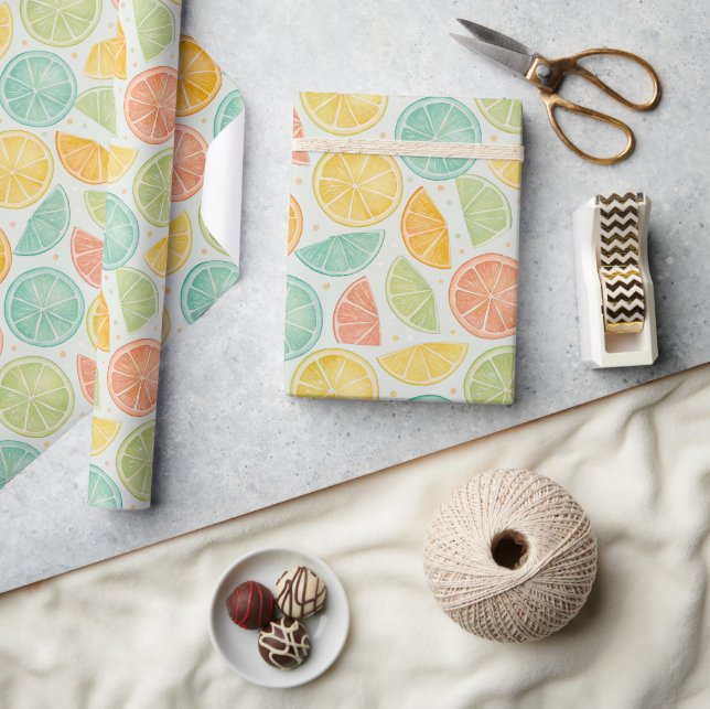 Pastel Citrus Polka Dot Gift Wrap Geschenkpapier (Kunsthandwerk)