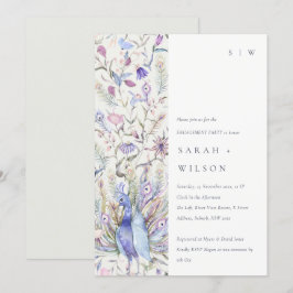 Pastel Classy Verziert Watercolor Peacock Verlobun Einladung