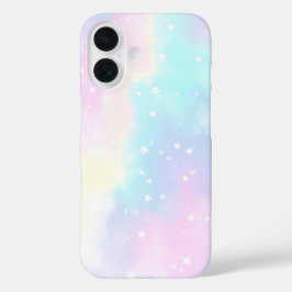 Pastel Cloudy Sky with Stars Dreamy Design iPhone 16 Hülle
