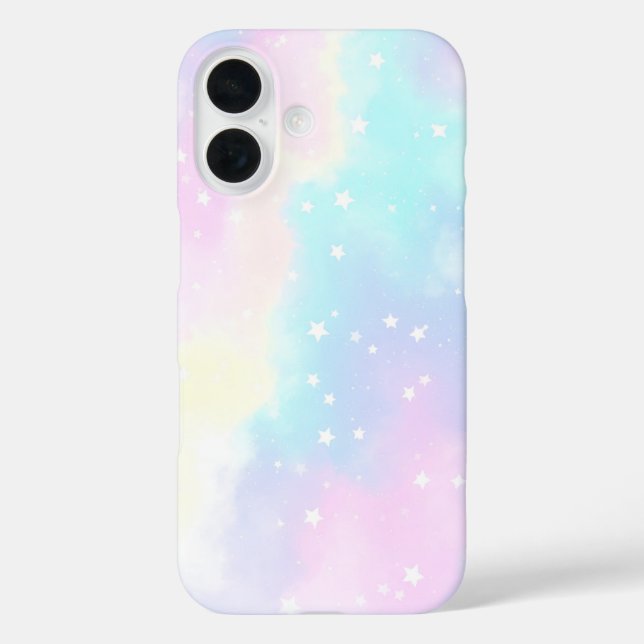 Pastel Cloudy Sky with Stars Dreamy Design iPhone 16 Hülle (Rückseite)