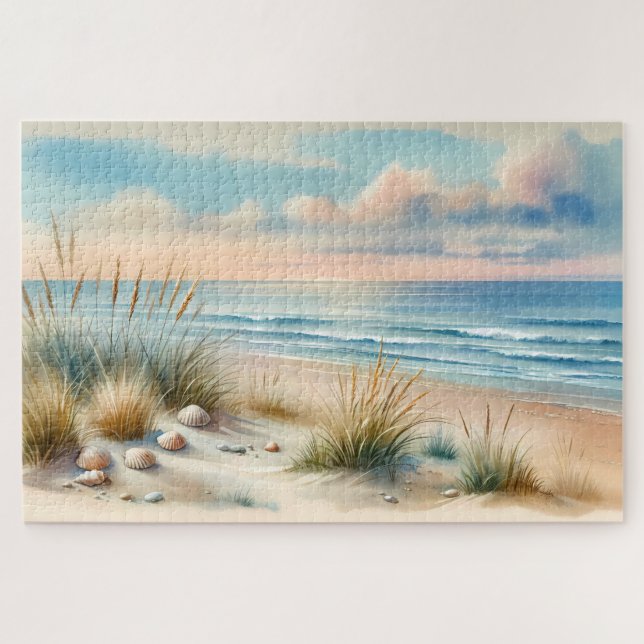 Pastel Coastal Dunes Watercolor (Horizontal)