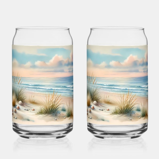Pastel Coastal Dunes Watercolor Dosenglas (Vorderseite)