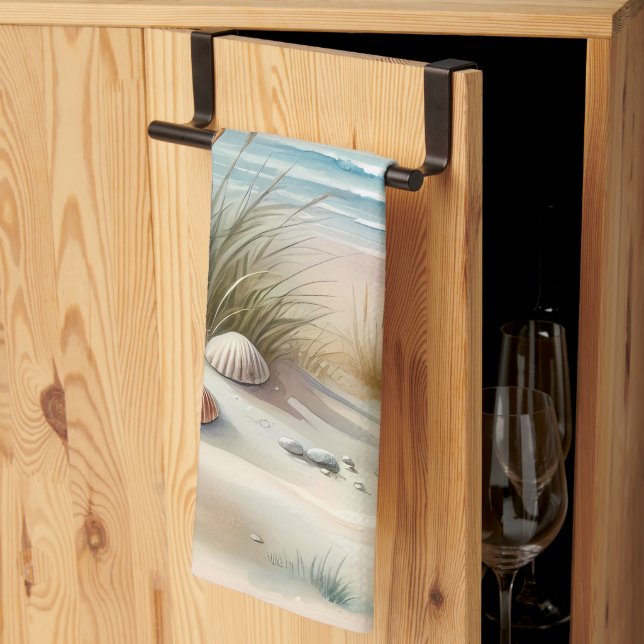 Pastel Coastal Dunes Watercolor Geschirrtuch (Drittel gefaltet)