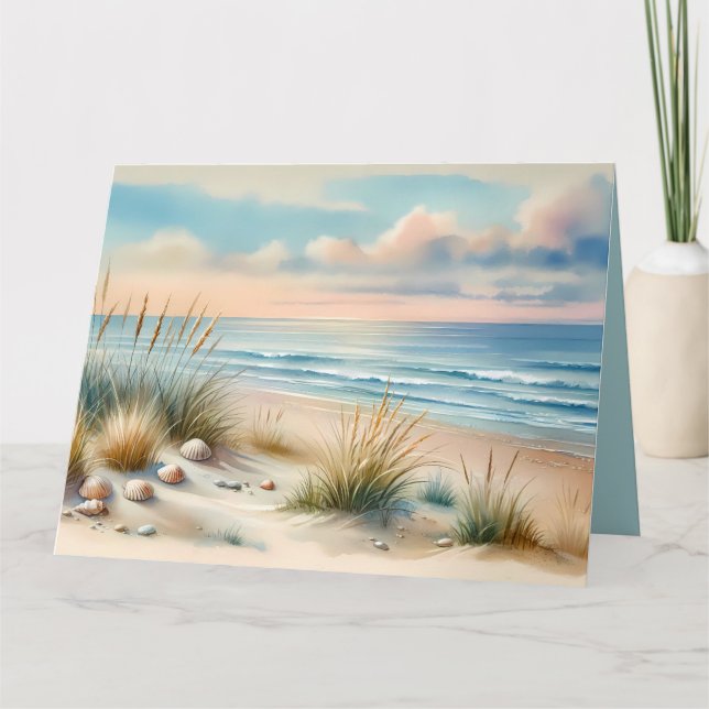 Pastel Coastal Dunes Watercolor Karte (Vorderseite)