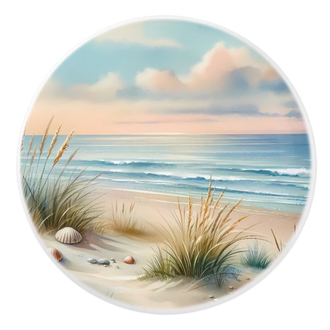Pastel Coastal Dunes Watercolor Keramikknauf (Vorderseite)