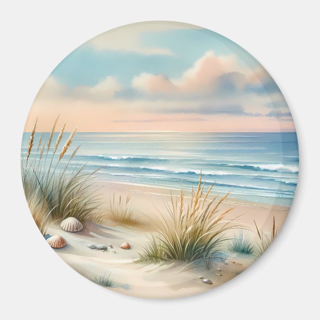 Pastel Coastal Dunes Watercolor Magnet (Vorne)
