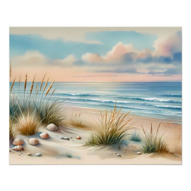 Pastel Coastal Dunes Watercolor Poster (Vorderseite)