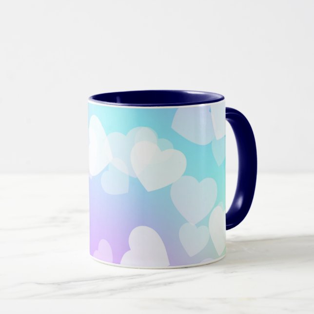 Pastel coeurs deux tones de café et tasse de thé (Devant droit)