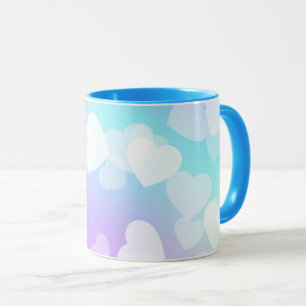 Pastel coeurs deux tones de café et tasse de thé