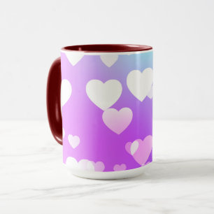 Pastel coeurs deux tones de café et tasse de thé