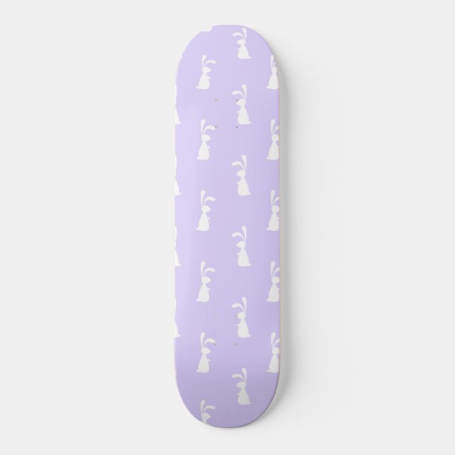 Pastel Color Bunny Pattern Blue Background Pet Skateboard (Vorderseite)